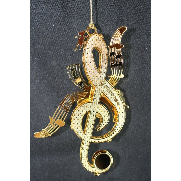 Danbury Mint 2018 Gold-Plated Musical Note Ornament With Bells-Treble Clef - Picture 3 of 4